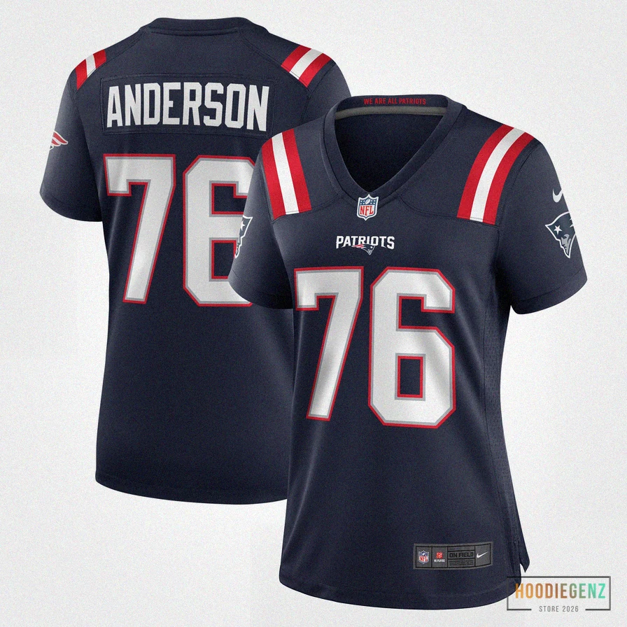 Hoodiegenz - Custom Name Jersey - Women'S New England Patriots Calvin Anderson Navy Game Jersey