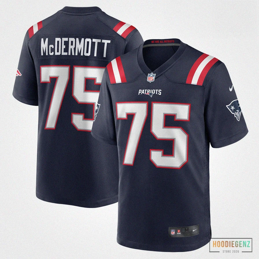 Hoodiegenz - Custom Name Jersey - Men'S New England Patriots Conor Mcdermott Navy Home Game Player Jersey