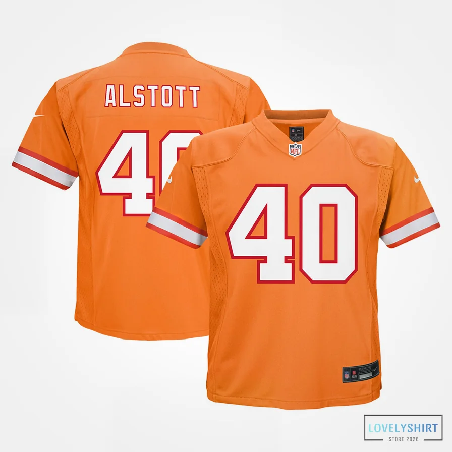 Lovelyshirt - Custom Name Jersey - Toddler Tampa Bay Buccaneers Mike Alstott Orange Retired Player Game Jersey