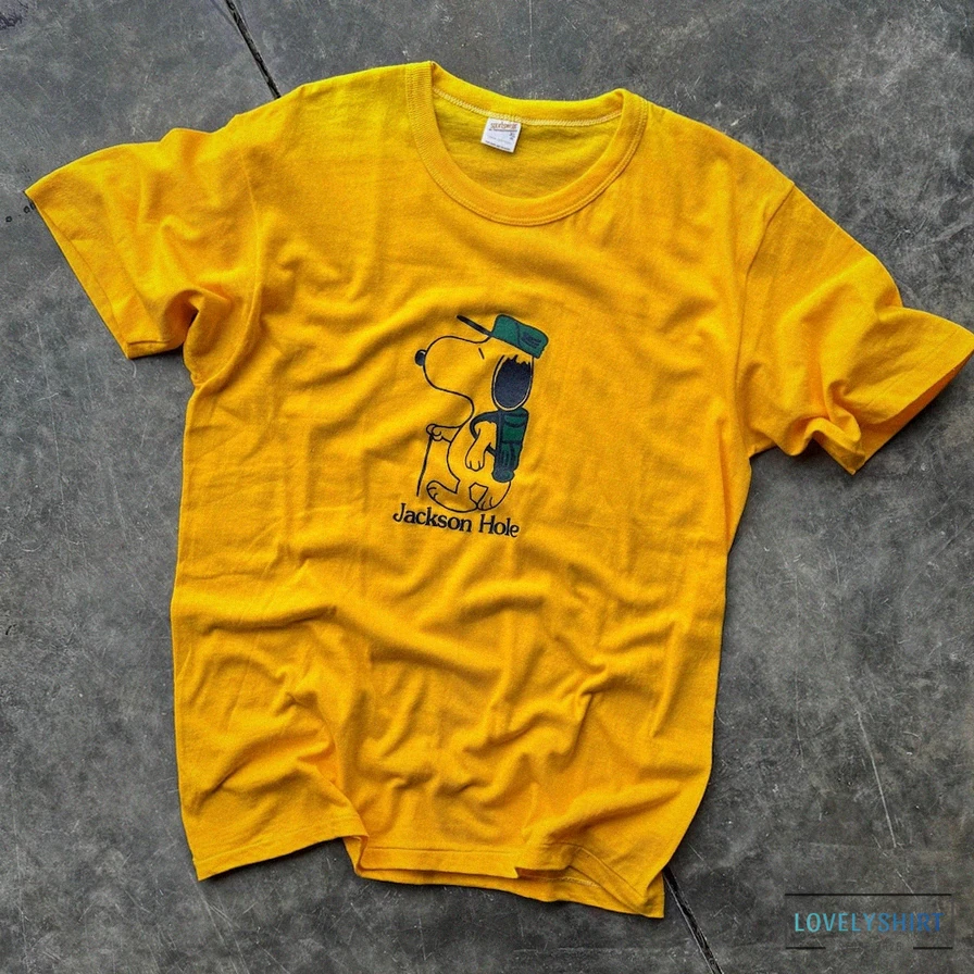 Lovelyshirt - Printed T - Shirt - Vintage 70’S Rare Single Stitch Snoopy Jackson Hole Wyoming Tee T Shirt