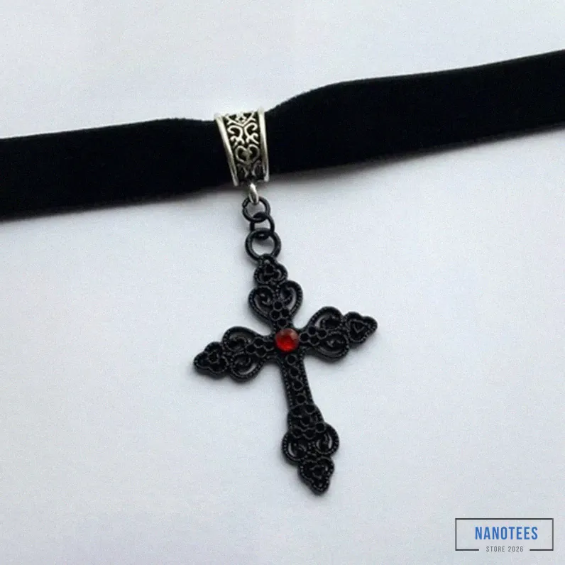 Nanotees - Featured Product - Harajuku Punk Cross Necklace Black Velvet Collar Necklace Gothic Choker Gorgeous Large Pendant Jewelry Valentine'S Day Gift Alx