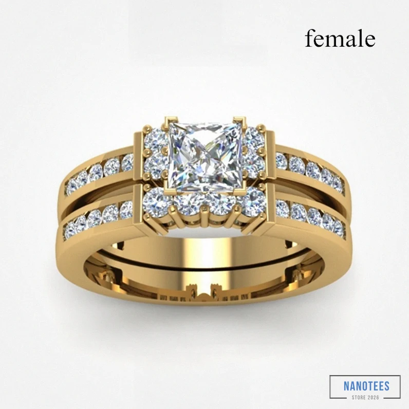 Nanotees - Printed T - Shirt - Classic Wedding Rings For Women Men Couple Promise Band Stainless Steel Anniversary Engagement Jewelry Valentine'S Day Gift Alx