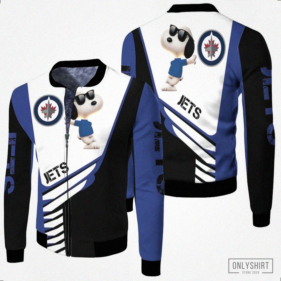 Onlyshirt - Lightweight Jacket - Winnipeg Jets Snoopy For Fans 3D Fleece Bomber Jacket