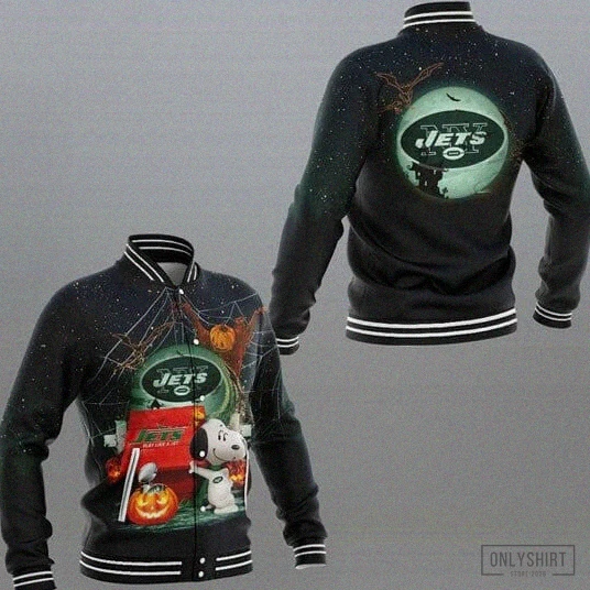 Onlyshirt - Lightweight Jacket - Nfl New York Jets Snoopy Halloween Baseball Jacket