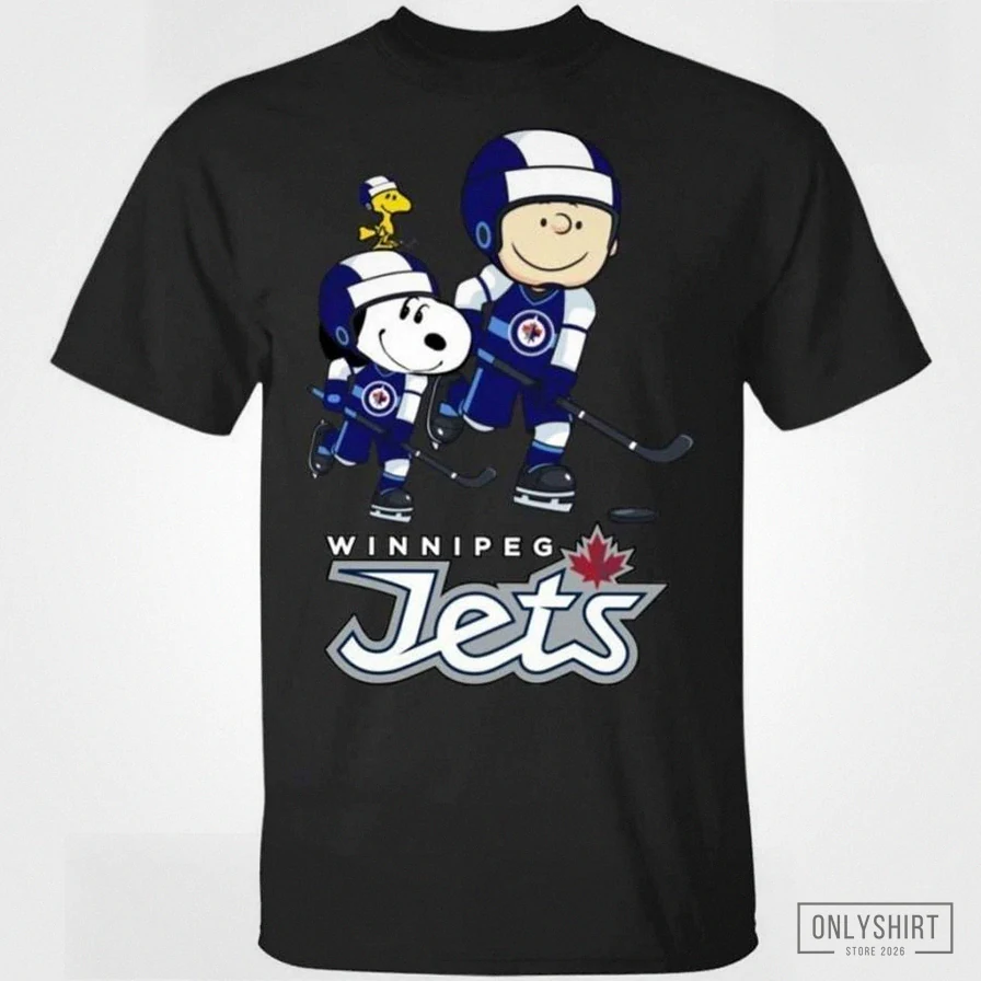 Onlyshirt - Graphic Tee - Snoopy & Peanut Winnipeg Jets Hockey T