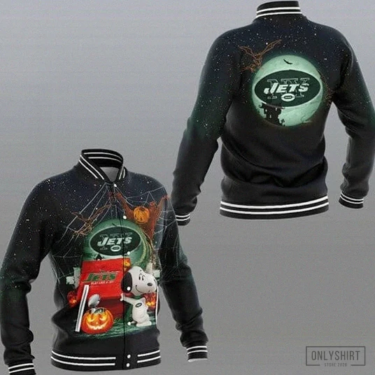 Onlyshirt - Lightweight Jacket - Sports - Team New York Jets Snoopy Halloween Baseball Jacket