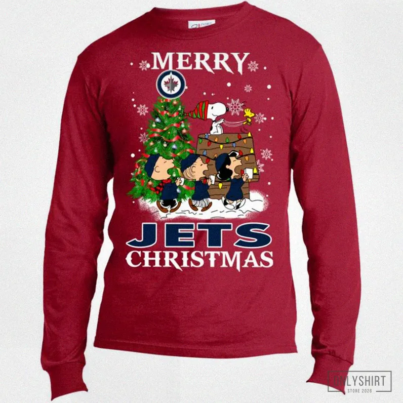 Onlyshirt - Graphic Tee - Merry Winnipeg Jets Christmas Snoopy Ugly Sweater Style Shirts