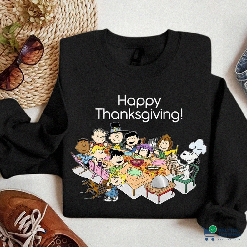Onlytee - Fleece Sweatshirt - Thanksgiving Snoopy Sweatshirt