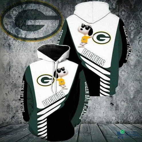 Onlytee - Custom Hoodie - Green Bay Packers Snoopy 3D T Shirt Hoodie Sweater 3D Hoodie Sweater Tshirt