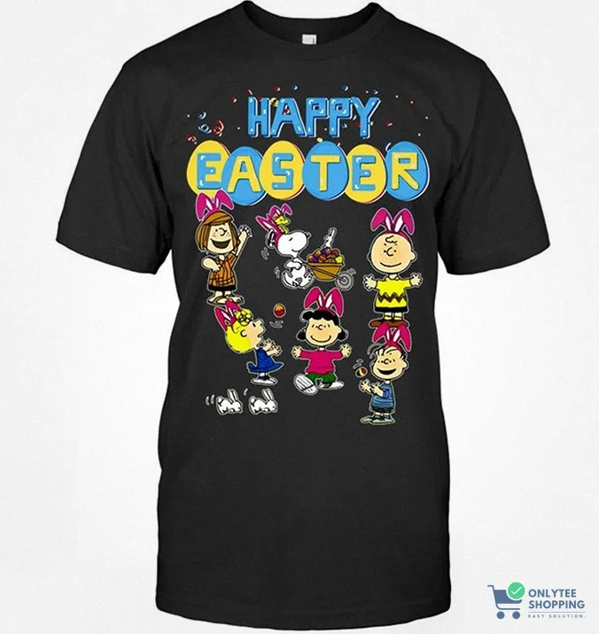 Onlytee - Graphic Tee - Peanuts Friends Snoopy Happy Easter T - Shirt