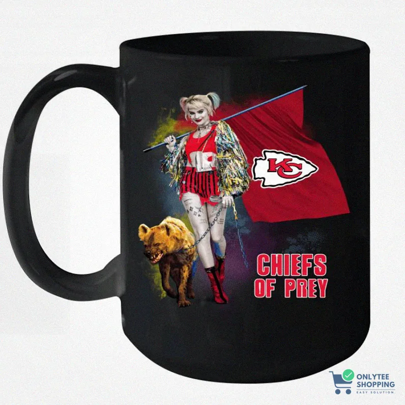 Onlytee - Funny Coffee Mug - Harley Quinn Flag Kansas City Chiefs Of Prey Ceramic Mug 15Oz