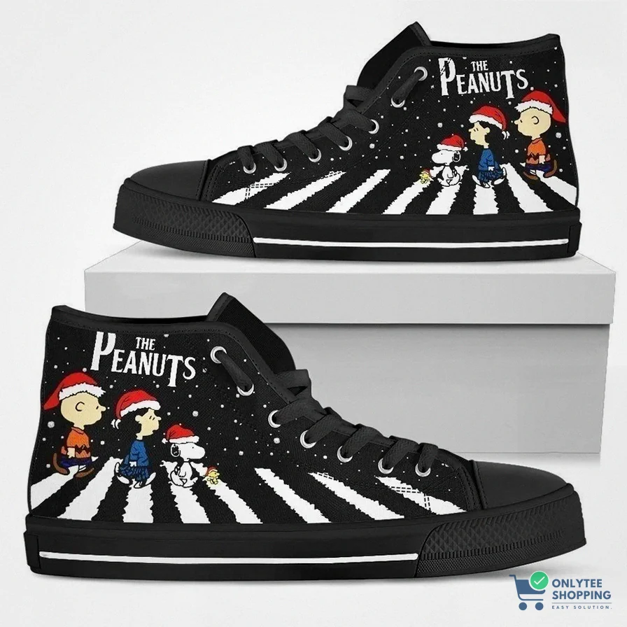 Onlytee - Custom Sneakers - Snoopy The Peanuts Christmas Abbey Road High Top Sneakers High Top Shoes Va95
