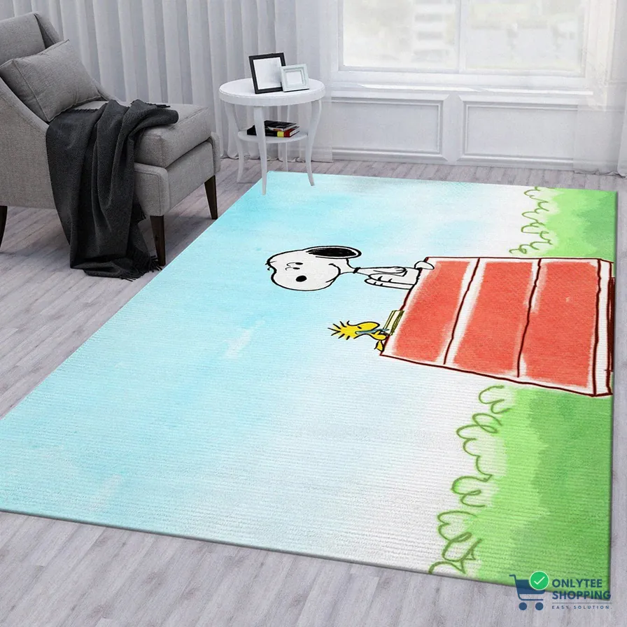 Onlytee - Floor Mat Rug - Snoopy Ver 4 Rug Living Room Rug Floor Decor Home Decor Area Rug For Living Room Bedroom Rug Home Decor