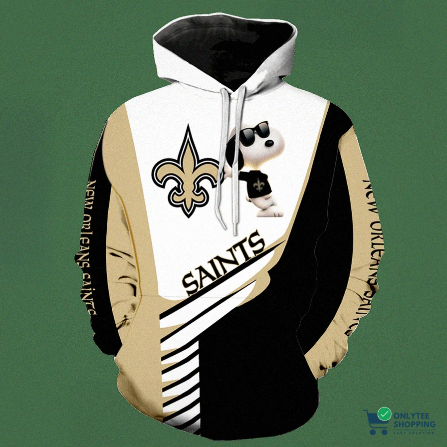 Onlytee - Fleece Sweatshirt - New Orleans Saints Snoopy New K1105 3D Pullover Hoodie - Bomber Jacket - Sweatshirt - T - Shirt