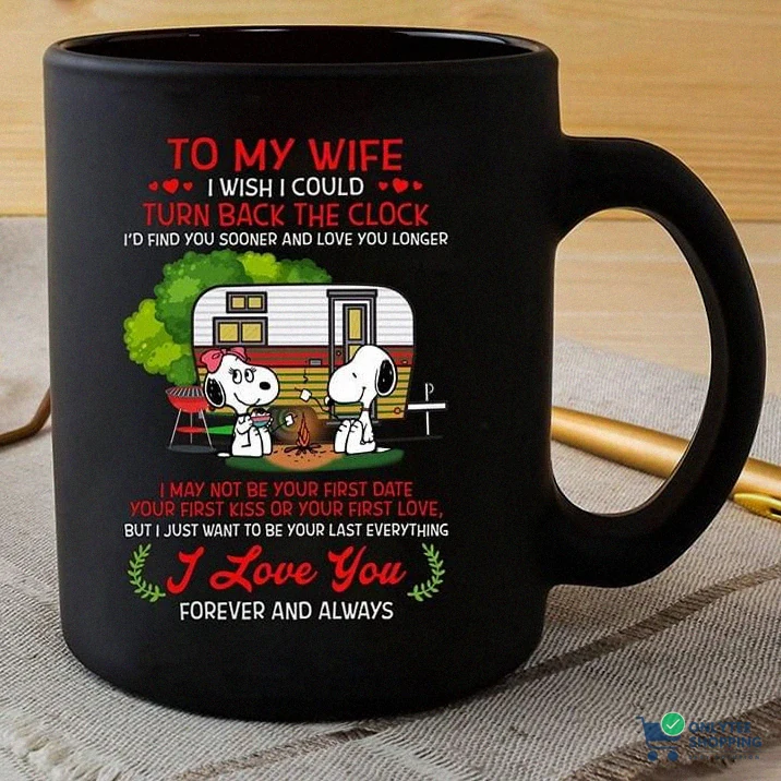 Onlytee - Funny Coffee Mug - Black Mug Snoopy Dog Camping Premium Sublime Ceramic Coffee Mug