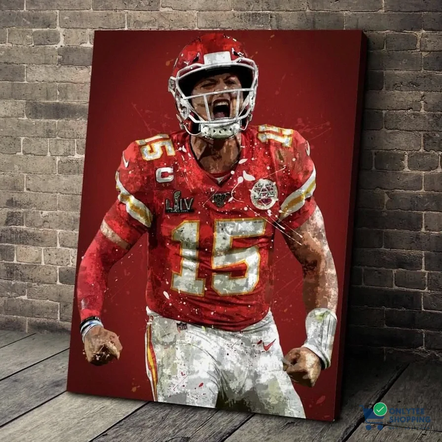 Onlytee - Wall Art Poster - Kansas City Chiefs Patrick Mahomes 15 For Fan Poster Poster Canvas