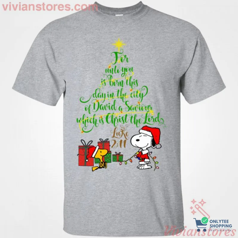 Onlytee - Graphic Tee - Snoopy Merry Christmas With Christmas Tree T - Shirt