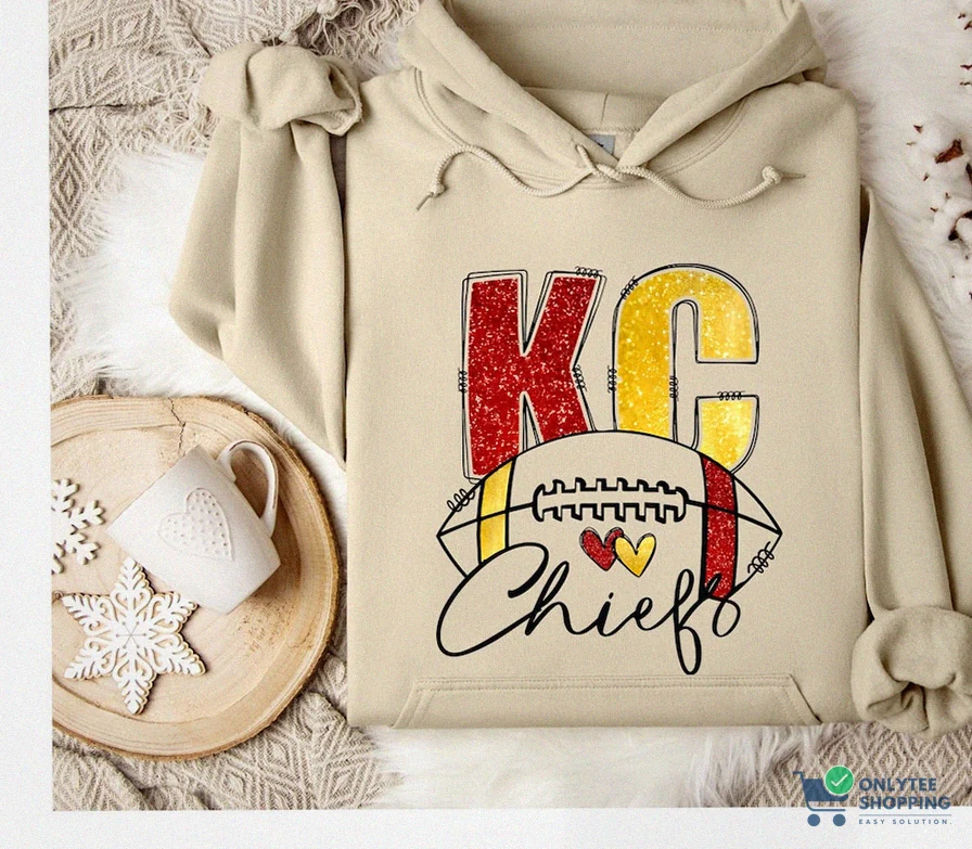 Onlytee - Fleece Sweatshirt - Kansas City Chiefs Hoodie - Trendy Kansas City Hoodie - Football Crewneck Hoodie - Kansas City Hoodie - Game Day Hoodie - Chiefs Jersey Hoodie