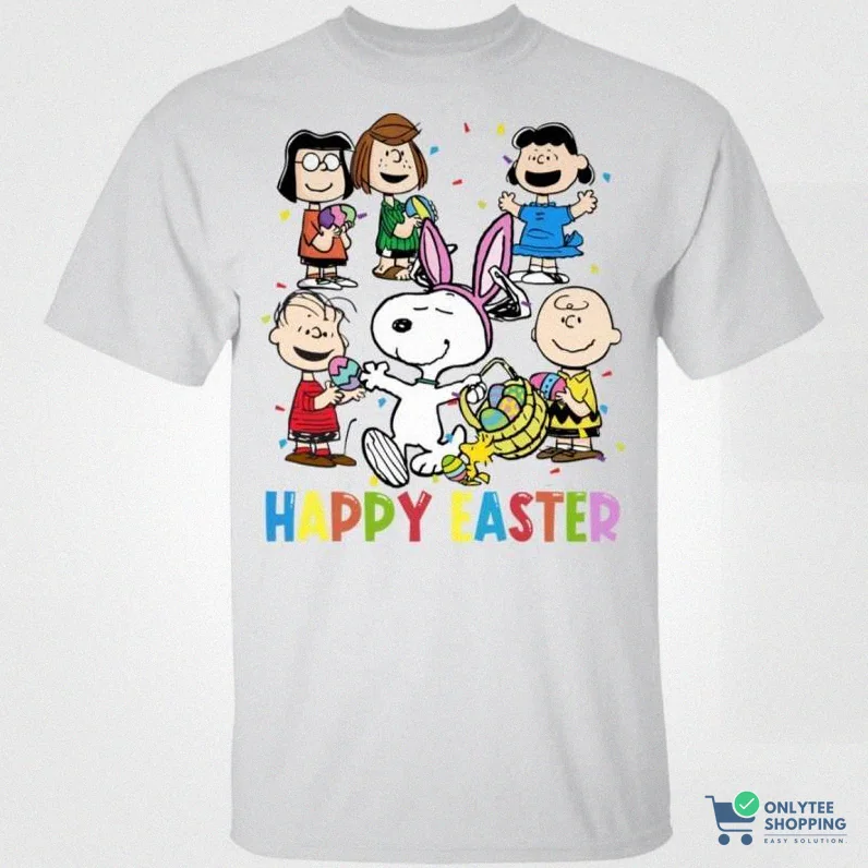 Onlytee - Graphic Tee - Happy Easter Peanuts Friends Snoopy T - Shirt Va02