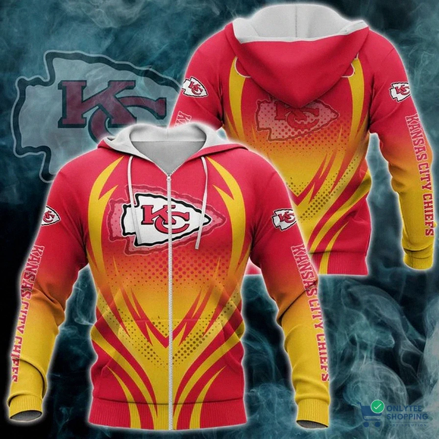 Onlytee - Custom Hoodie - Kansas City Chiefs 3D Hoodie Zip Hoodie - Sports - Team 3D All Over Print Hoodie Zip Hoodie For Men And Women Aop Shirt