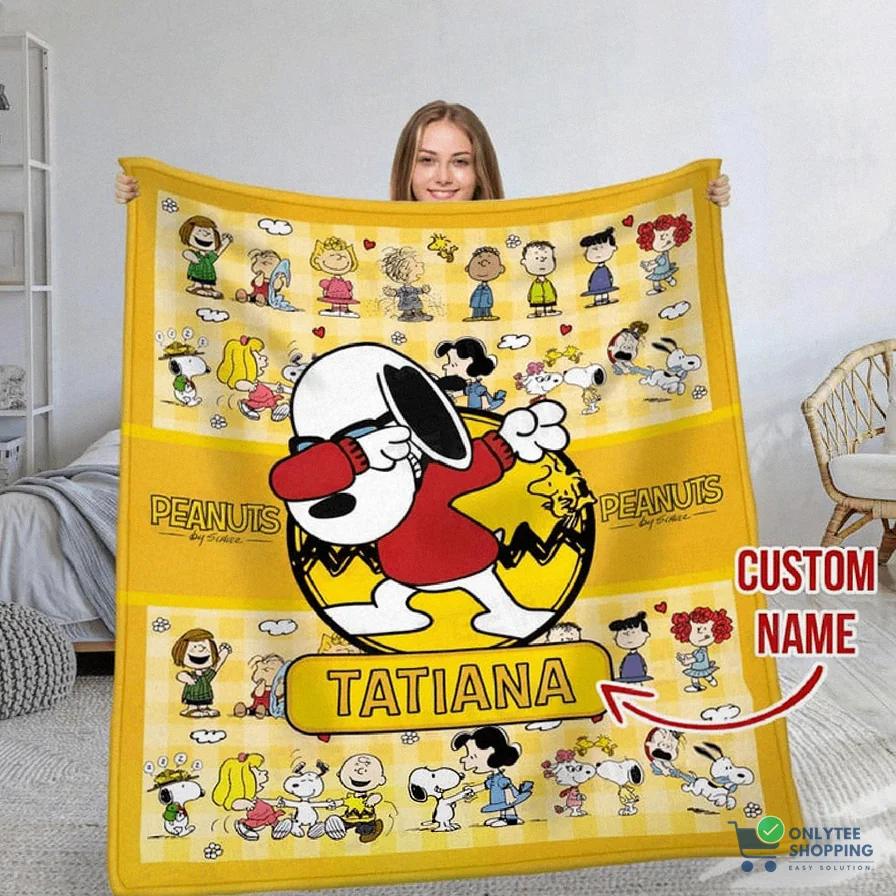 Onlytee - Warm Blanket - Personalized Snoopy Lovers Blanket - The Dog And Friends Custom Name Snoopy Blanket - Baby Shower Blanket Dn100 X Odenshop Fashion