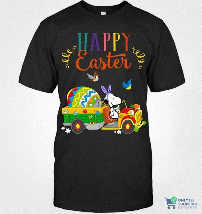 Onlytee - Graphic Tee - Snoopy Driving Easter Egg Happy Easter Day Shirt
