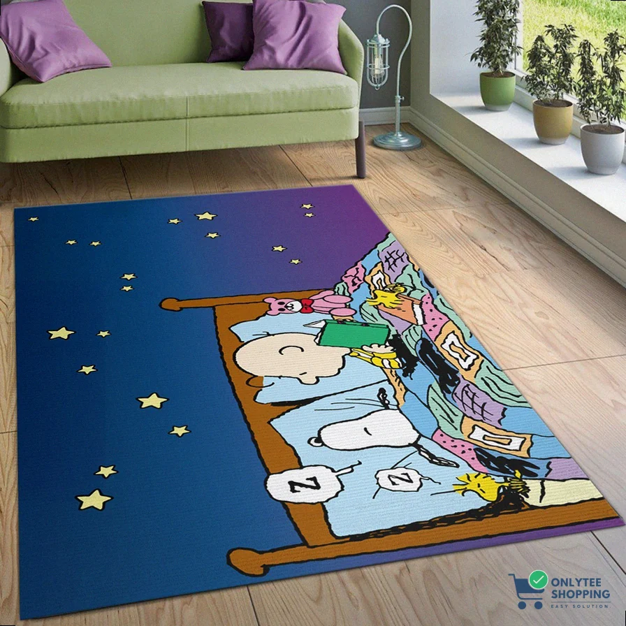 Onlytee - Floor Mat Rug - Snoopy Sleep Rug Living Room Rug Family Gift Decor Area Rug For Living Room Bedroom Rug Home Decor