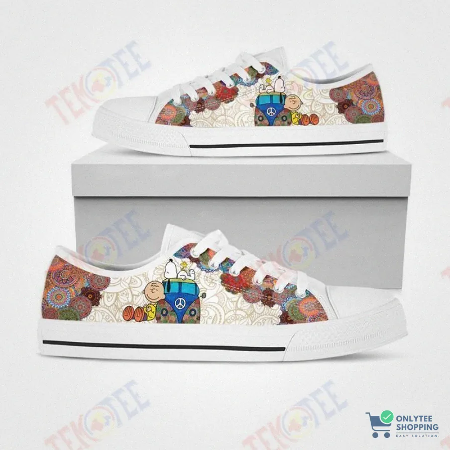 Onlytee - Custom Sneakers - Mens Womens Snoopy Mandala Unisex Low Top Sneakers Trending Brand Low Top Shoes Custom Print Footwear Converse Sneakers Tmt723