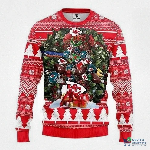 Onlytee - Featured Product - Kansas City Ugly Christmas Sweater All Over Print Sweater 121 Sweater Size 4Xl