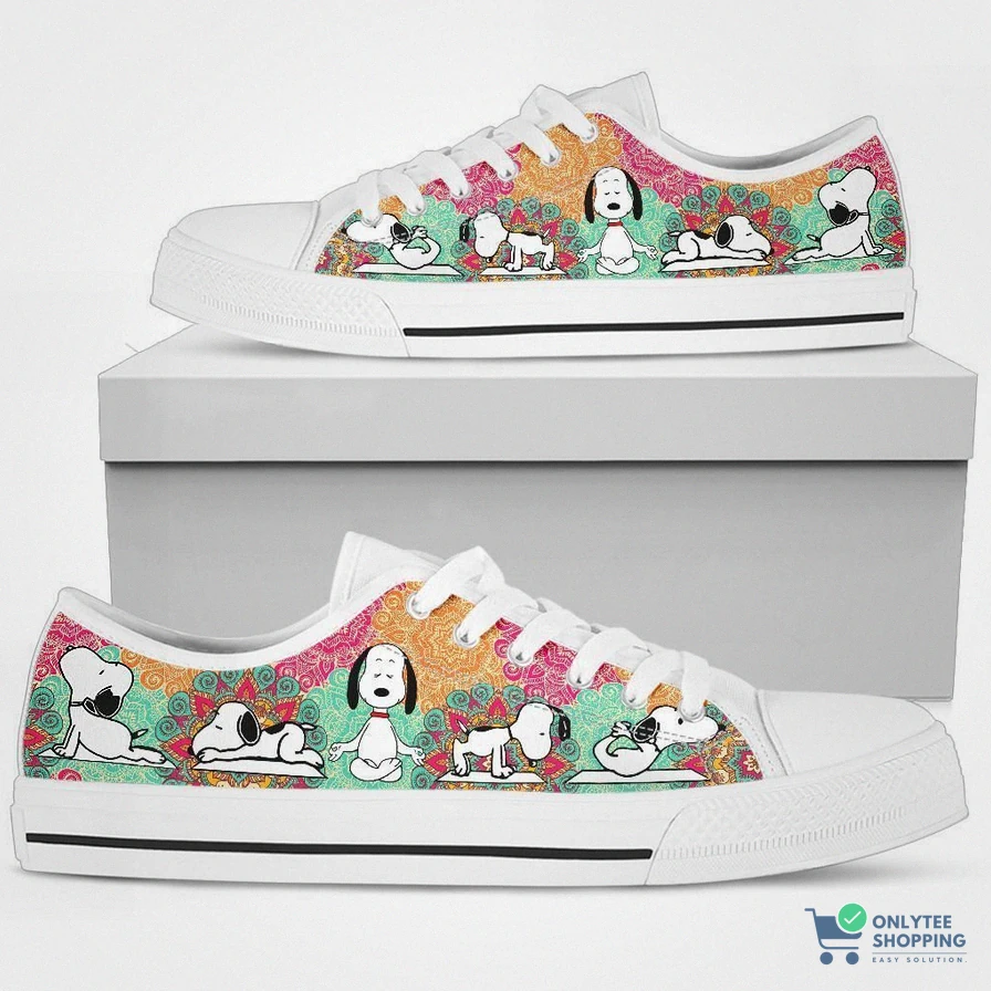 Onlytee - Custom Sneakers - Snoopy Yoga Style Sneakers Low Top Shoes Yoga Lover Low Top Shoes Va95