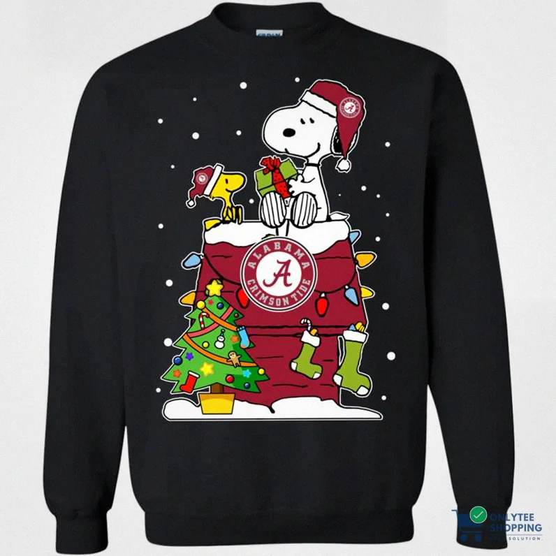 Onlytee - Featured Product - Alabama Crimson Tide Ugly Christmas Sweaters Snoopy Woodstock Sweater