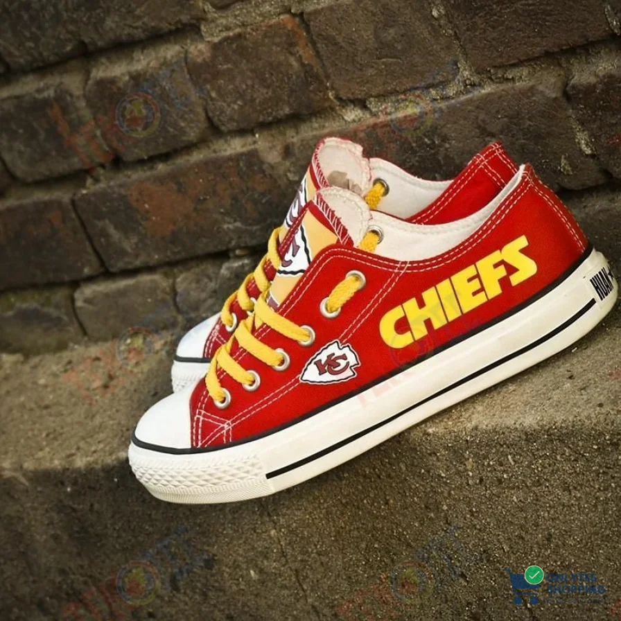 Onlytee - Custom Sneakers - Mens Womens Kansas City Chiefs Low Top Chiefs Running Shoes Tennis Shoes Low Top Shoes Custom Print Footwear Converse Sneakers Tmt224