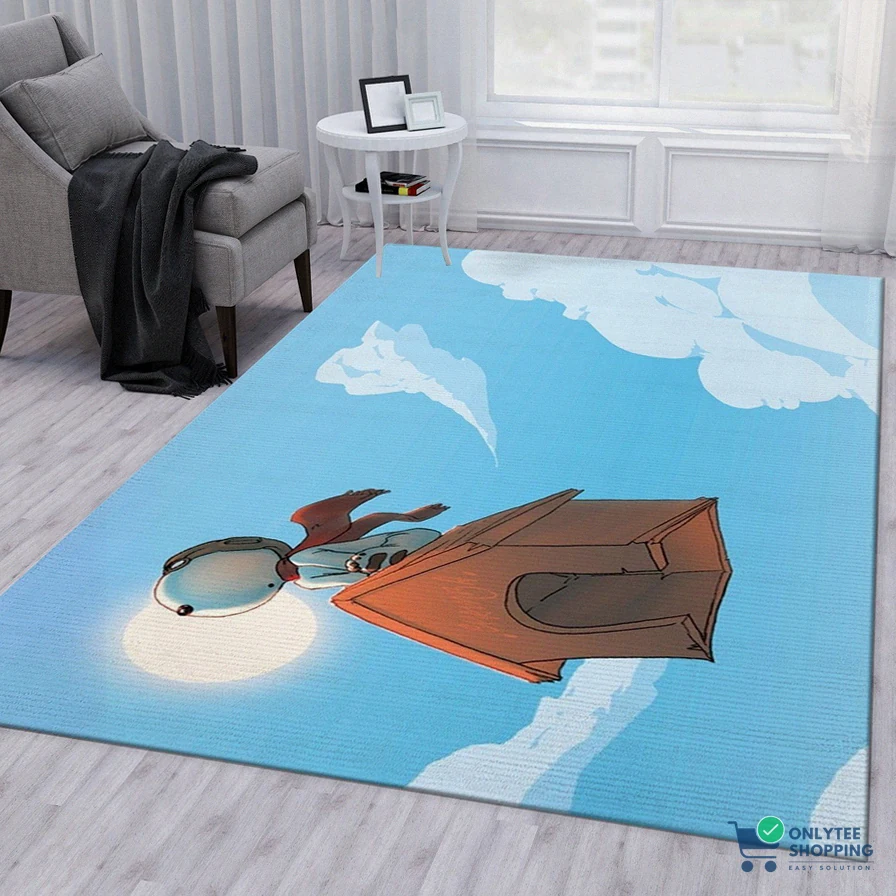 Onlytee - Floor Mat Rug - Snoopy Fly Rug Bedroom Rug Family Gift Decor Area Rug For Living Room Bedroom Rug Home Decor