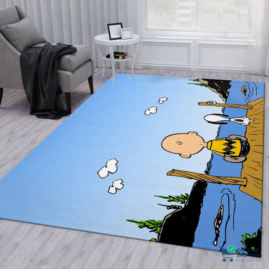 Onlytee - Floor Mat Rug - Snoopy And Charlie Brown Area Rug Bedroom Rug Family Gift Decor Area Rug For Living Room Bedroom Rug Home Decor