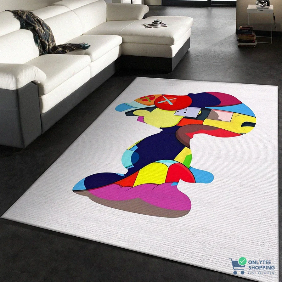 Onlytee - Floor Mat Rug - Kaws Snoopy Area Rug Fashion Brand Rug Floor Decor Home Decor Area Rug For Living Room Bedroom Rug Home Decor