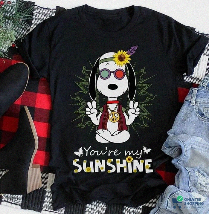 Onlytee - Printed Hoodie - Snoopy Hippie Yoi'Re My Sunshine T Shirt Hoodie Sweater Tshirt Hoodie Sweater