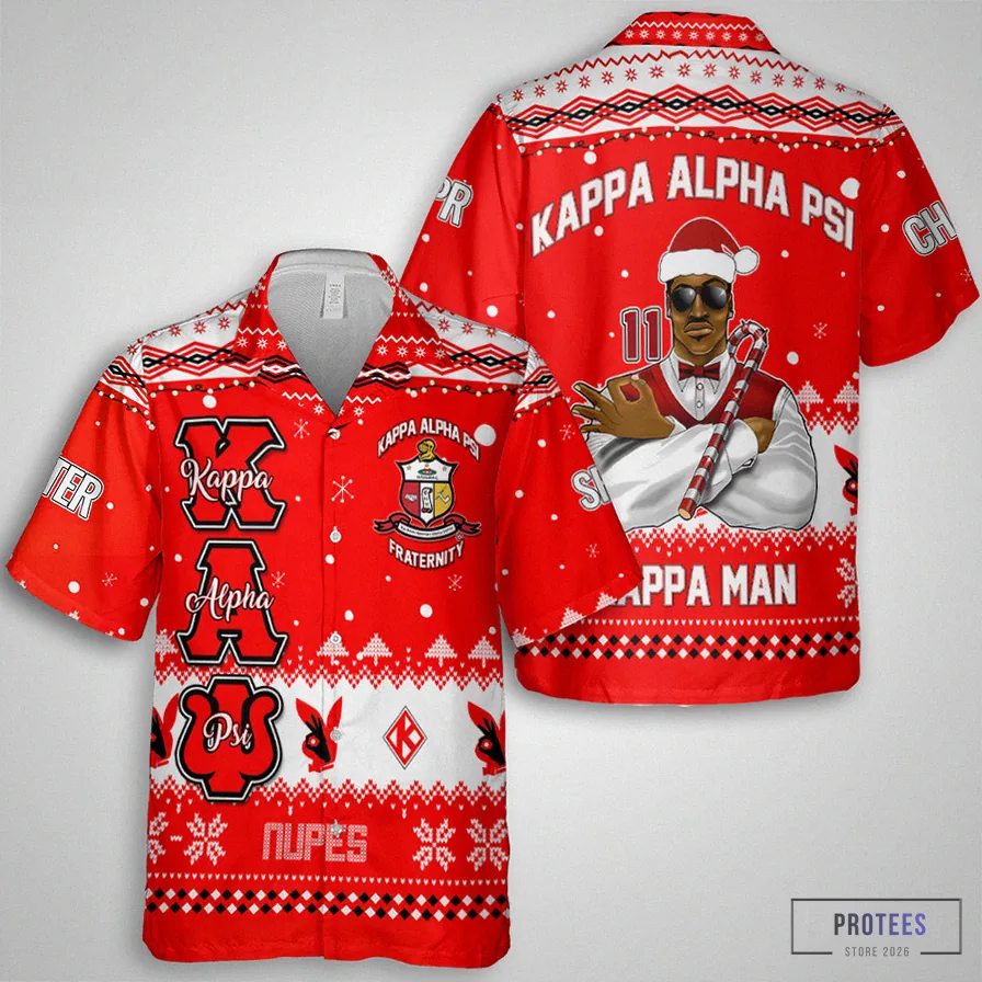 Protees - Graphic Tee - Personalized Kappa Alpha Psi Christmas Crimson Hawaiian Shirts Kap Gentlemen Style