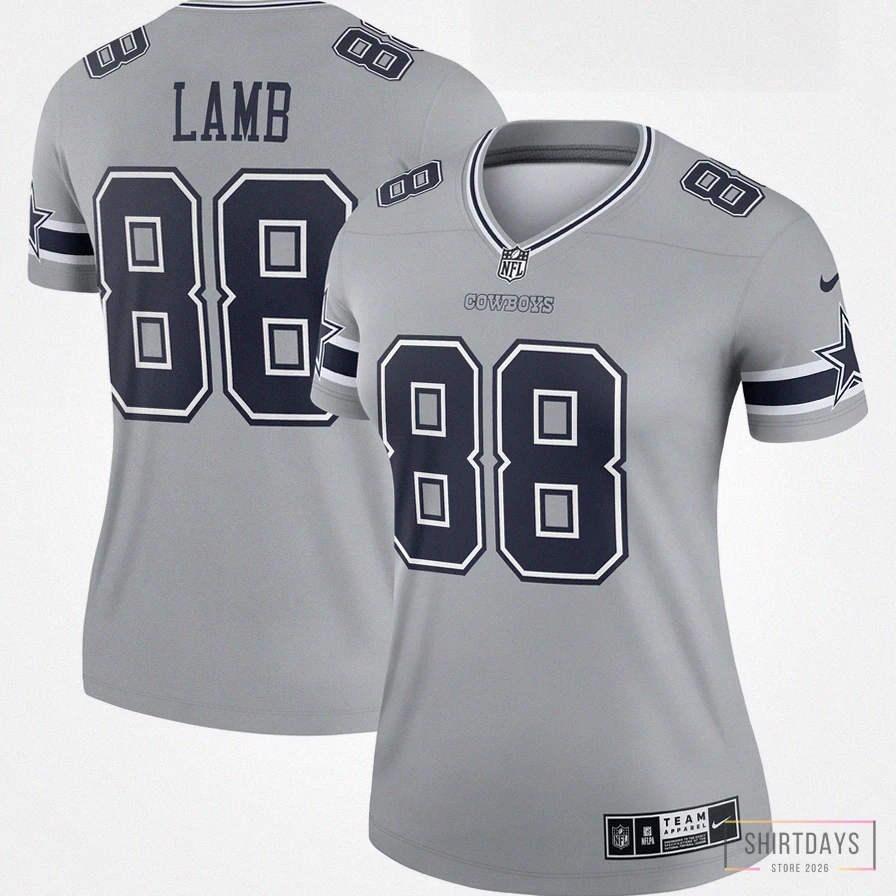 Shirtdays - Custom Name Jersey - Women'S Dallas Cowboys Ceedee Lamb Gray Inverted Legend Jersey