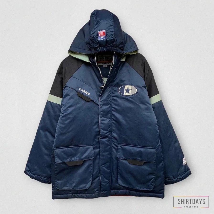 Shirtdays - Printed Hoodie - Vintage 90S Starter Nfl Dallas Cowboys Hoodie Jacket Vintage Men Clothing American Football / Size L
