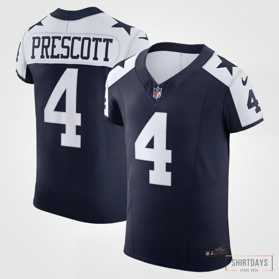 Shirtdays - Custom Name Jersey - Men'S Dallas Cowboys Dak Prescott Navy Alternate Vapor F.U.S.E. Elite Jersey