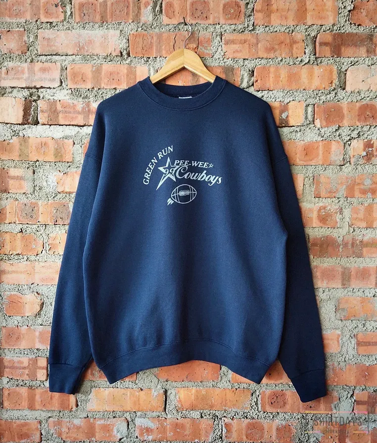 Shirtdays - Printed Crewneck - Vintage 90S Dallas Cowboys Football Sweatshirt Cowboys Crewneck Cowboys Pullover Cowboys Sweater Printed Logo Blue Color Men’S Xl