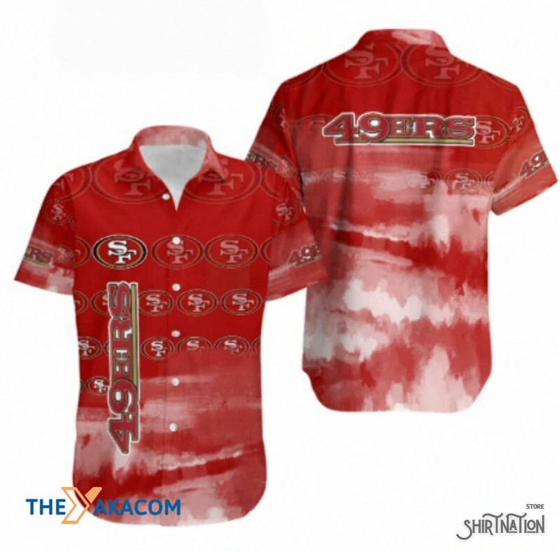 Shirtnation - Graphic Tee - San Francisco 49Ers Blending Painting Short Sleeve Hawaiian Shirt