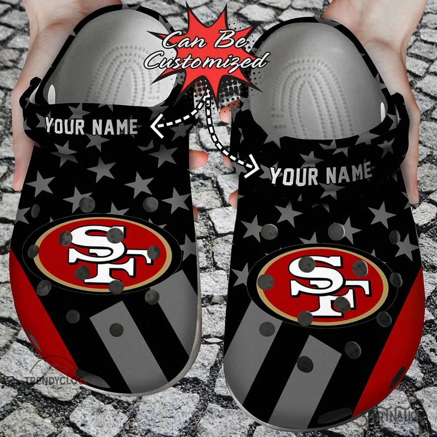 Shirtnation - Lightweight Shoes - Football Crocs - Personalized Sf 49Ers Star Flag Clog Shoes