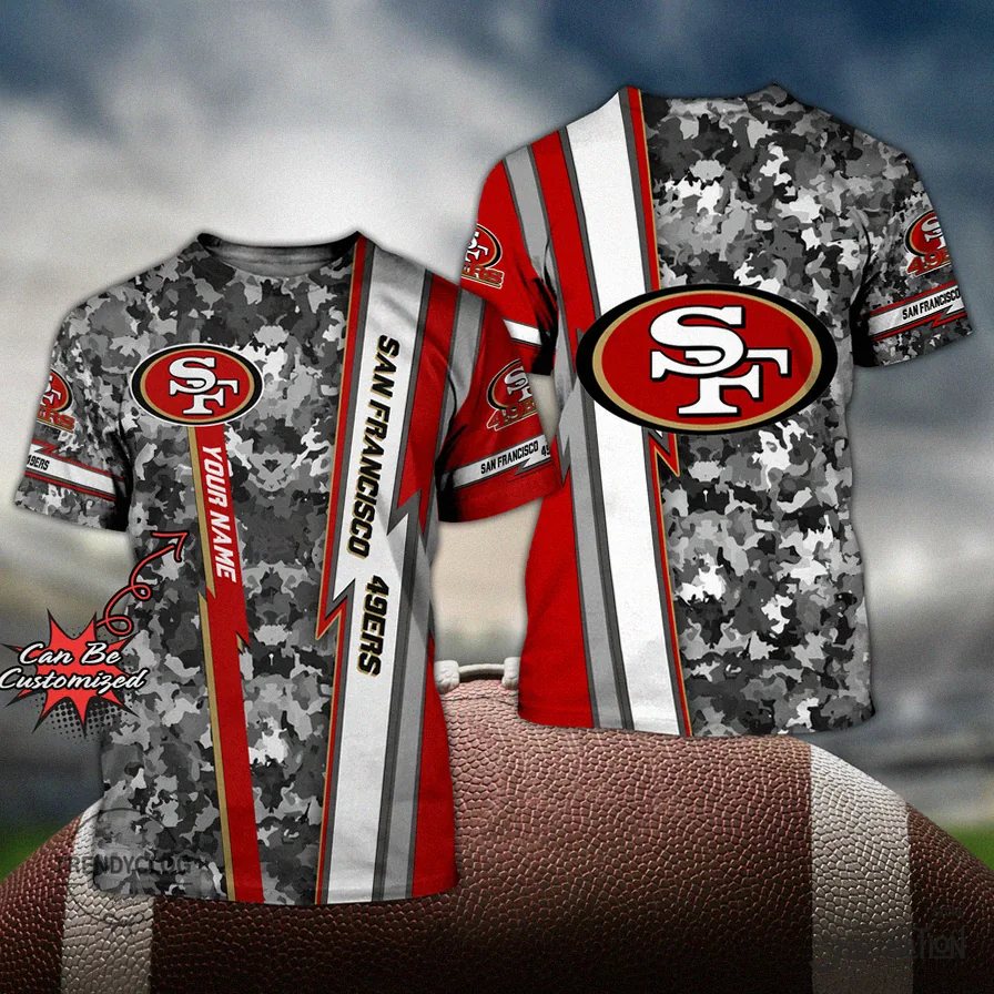 Shirtnation - Graphic Tee - 49Ers Shirts - Personalized Sf 49Ers Football Team Camo 3D All Over Print T - Shirt