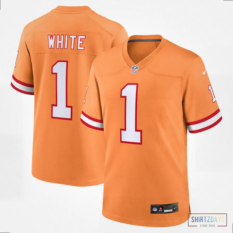 Shirtzdays - Custom Name Jersey - Men'S Tampa Bay Buccaneers Rachaad White Orange Throwback Game Jersey