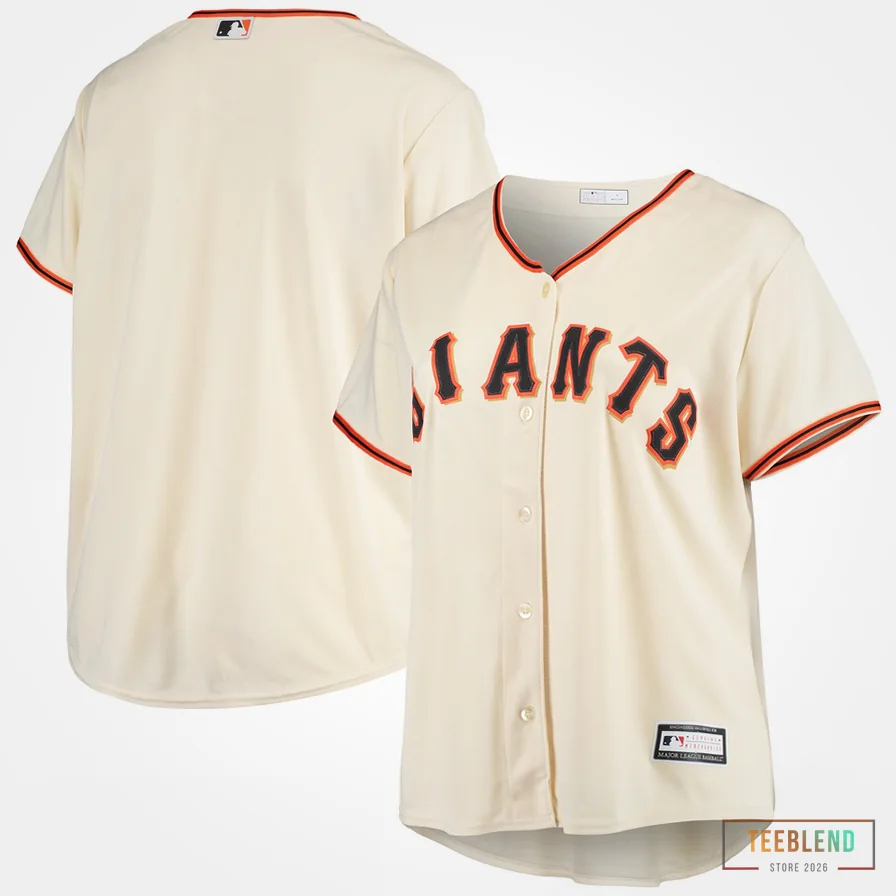 Teeblend - Custom Name Jersey - Women'S San Francisco Giants Cream Plus Size Home Replica Team Jersey
