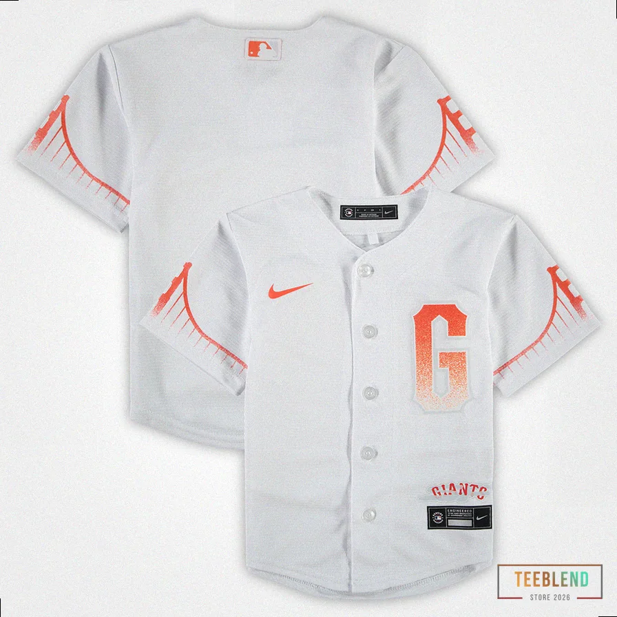 Teeblend - Custom Name Jersey - Preschool San Francisco Giants White Mlb City Connect Replica Team Jersey