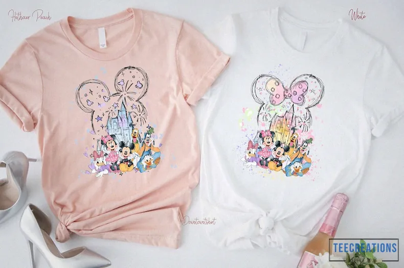 Teecreations - Graphic Tee - Disney Watercolor Castle T - Shirt - Mickey & Friends Shirt - Disney Castle - Disney Trip Shirt - Disney Family Shirt - Family Vacation Shirt