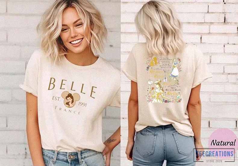 Teecreations - Fleece Sweatshirt - Retro Disney Princess Shirt - Disney Princess Belle Sweatshirt - Beauty And The Beast Shirt - Disney World Shirt - Tale As Old As Time Hoodie