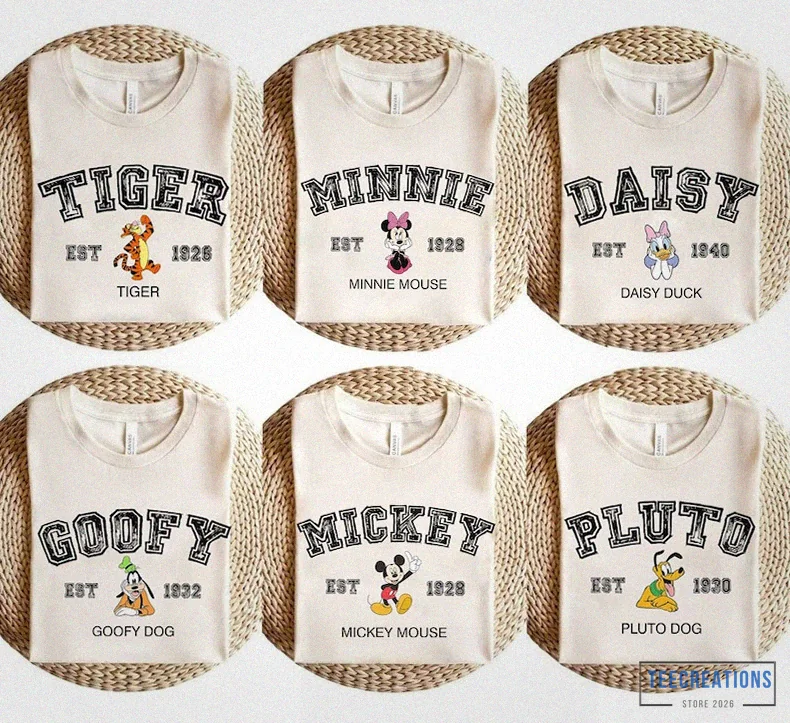 Teecreations - Printed T - Shirt - Vintage Mickey Shirt - Mickey And Friends Shirt - Vintage Disneyland Shirt - Disneyworld Shirts - Disney Family Trip Shirts - Group Disney Shirt